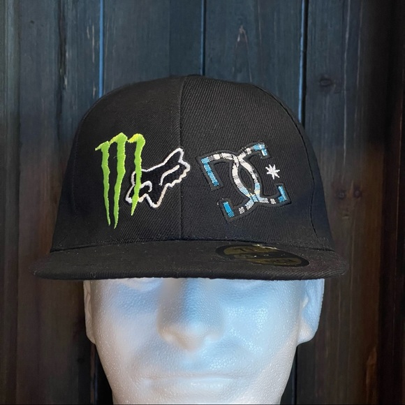 Mens Black Fitted Monster Fox Racing Dc 